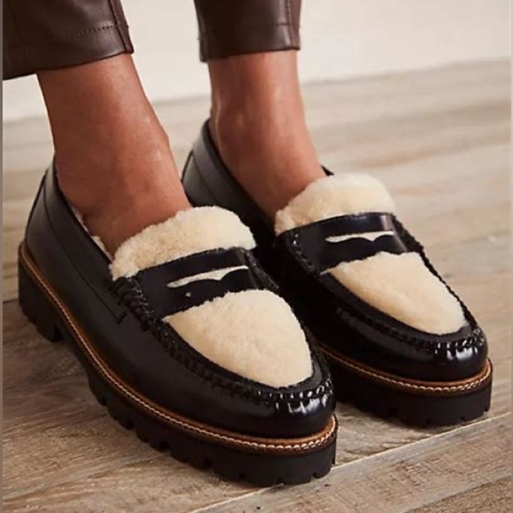 NWT G.H. Bass Whitney Lug Shearling Loafers